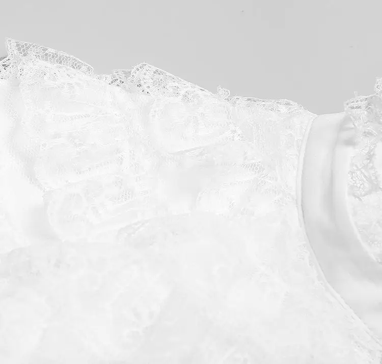 Costumes Jupes Printemps Ensembles Été Blanc Manches Pièces Flare Boutons Mode Ruches Dentelle De Concepteur Shirts 2019 Deux Midi Femmes wUTwAq