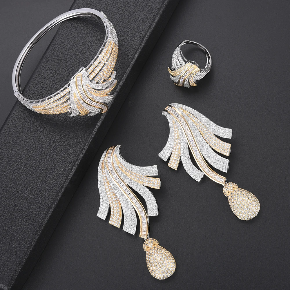 GODKI Luxury Dress Cubic Zircon Necklace Earring Set African Nigerian Wedding jewelry Sets For Women Dubai Bridal Jewelry Set