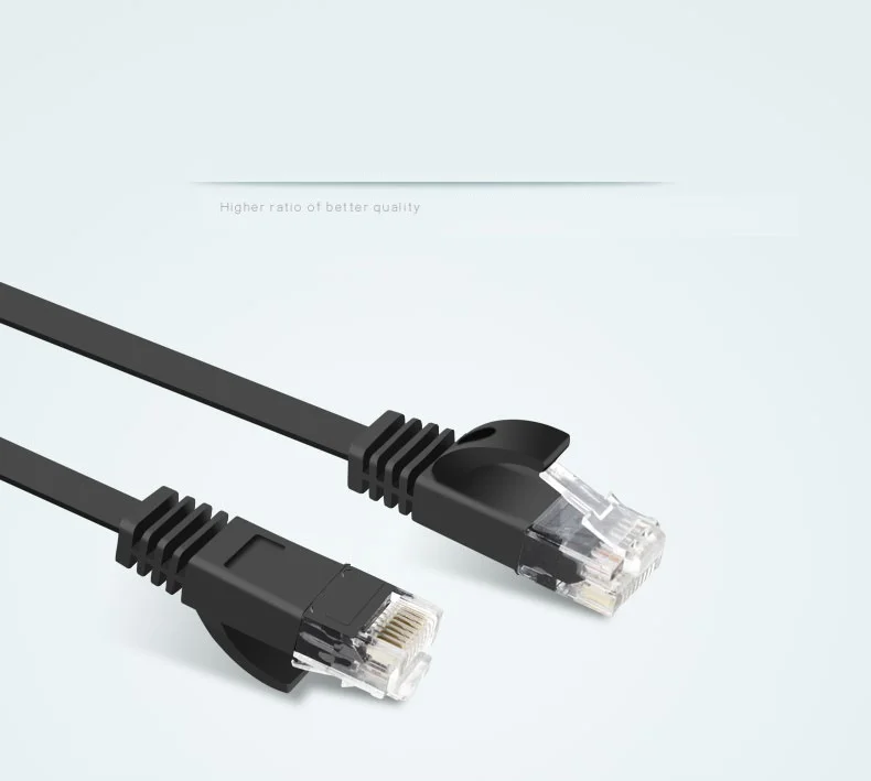1M 3FT  Pure copper wire CAT6 Flat UTP Ethernet Network Cable RJ45 Patch LAN cable black white color