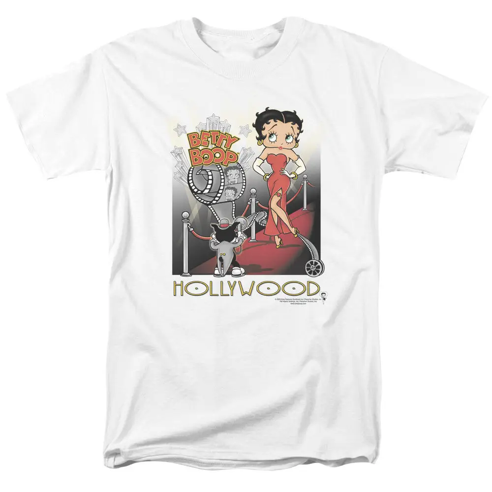 

Betty Boop HOLLYWOOD Film Star on Red Carpet Licensed Adult T-Shirt All Sizes Top Quality T Shirts Men O Neck top tee