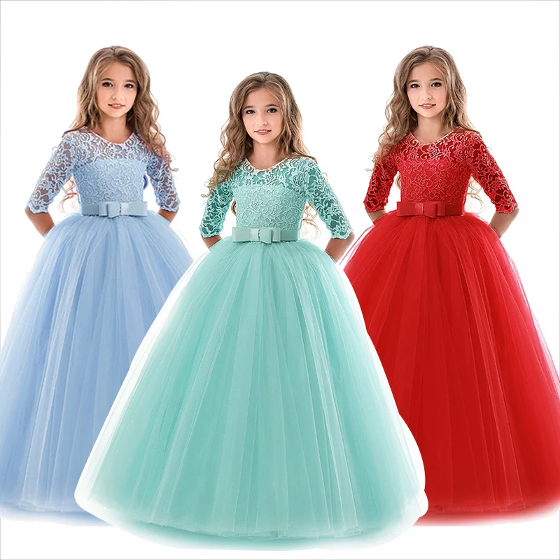 

Girls Princess Dress Kids Bridesmaid Flower Girls Dresses For Party and Wedding Dress Girls Easter Costume Children Pageant 6-14