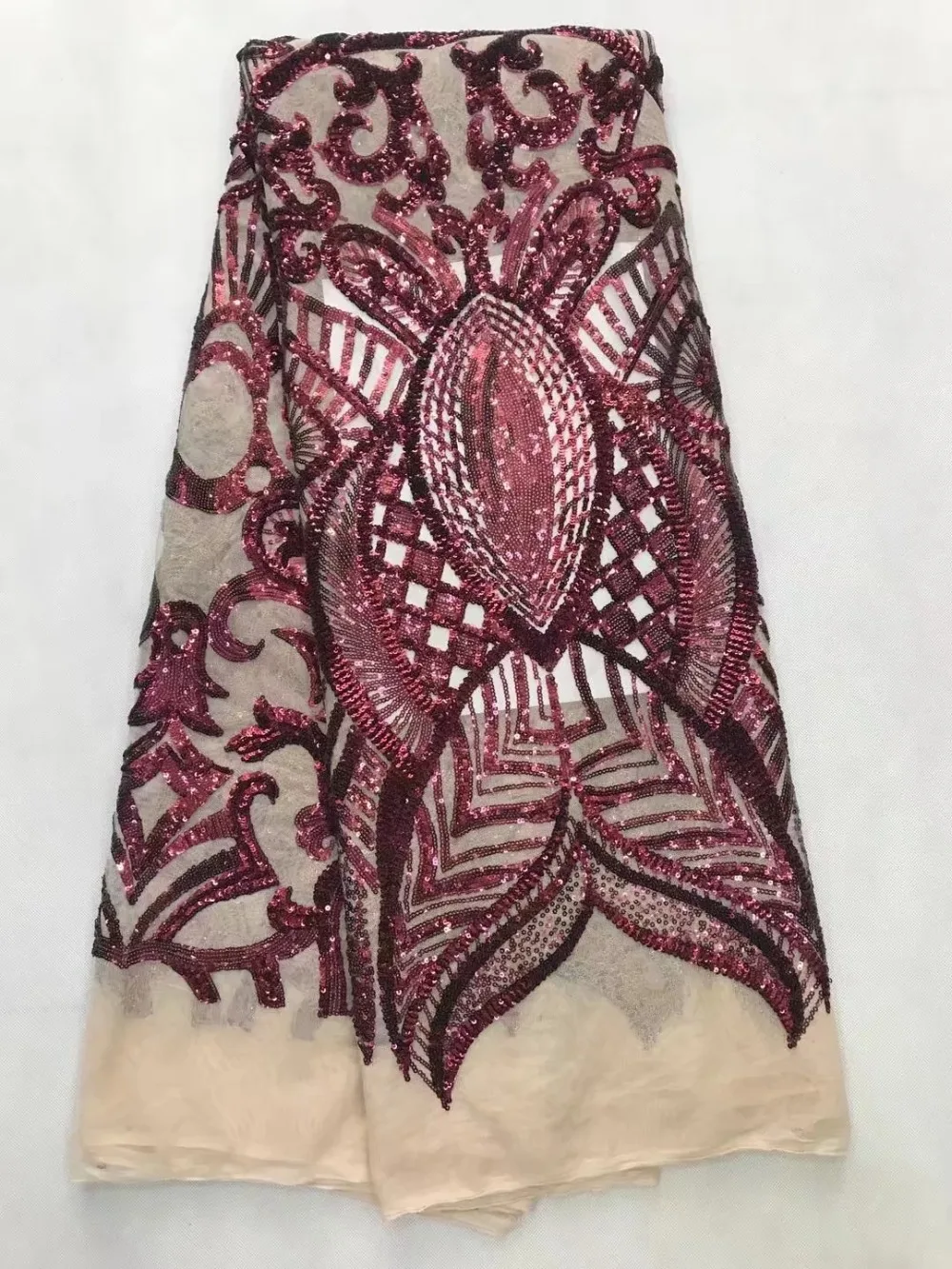

5yards new arrival french net lace with sequins high quality African embroidered lace fabric