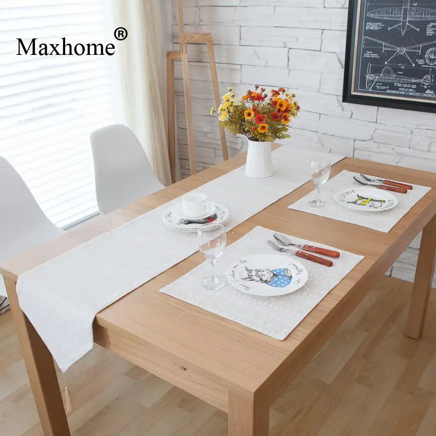 French Country Coffee Shop Table Runner Christmas Cotton Linen Table