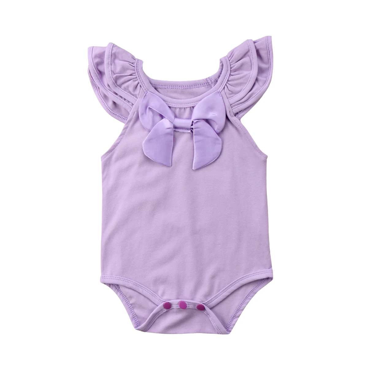 Sleeveless Summer Baby Girls Ruffles Sleeve Clothes Solid Romper