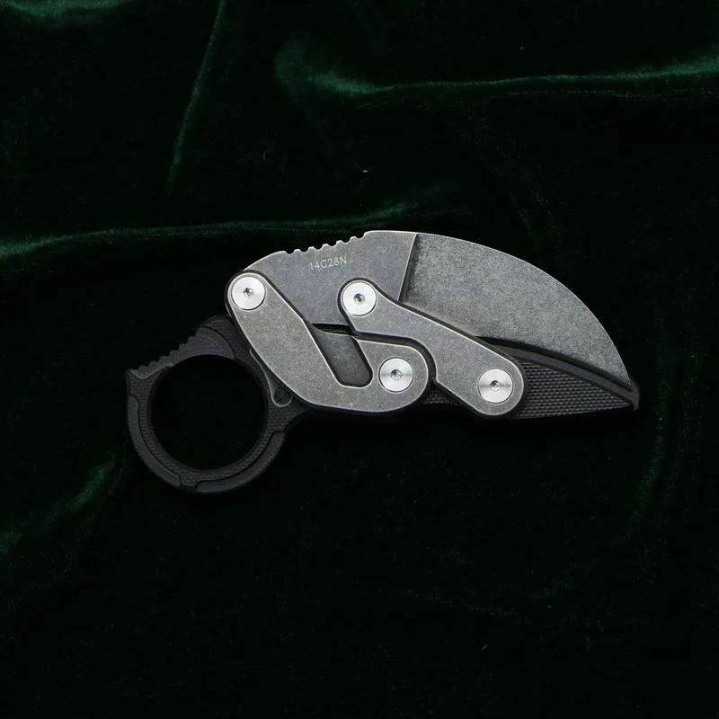 Складной нож Caswell 14C28N, стальное лезвие, одна сплошная ручка G10, многофункциональные охотничьи карманные ножи для фруктов, инструменты для повседневного использования - Цвет: balck