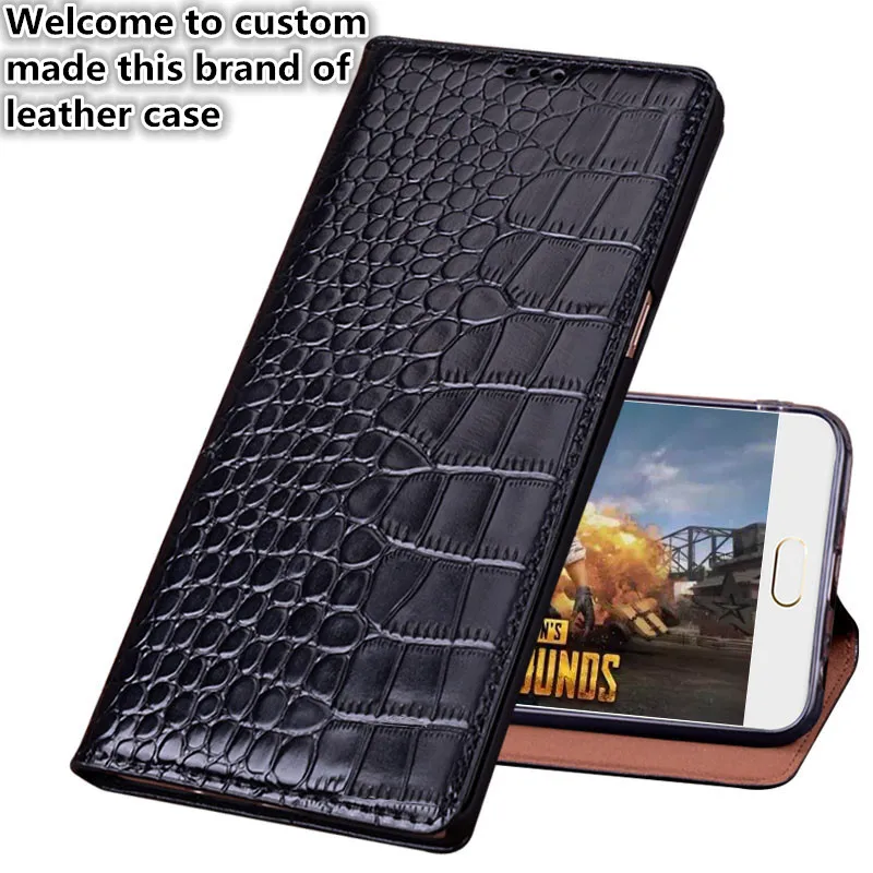 CJ12 Crocodile pattern natural leather flip case for font b OnePlus b font font b 7