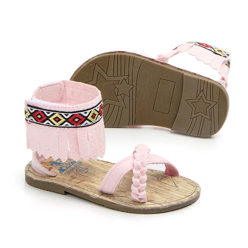 Дизайн; летняя обувь для девочек; детские сандалии с кисточками в богемном стиле/