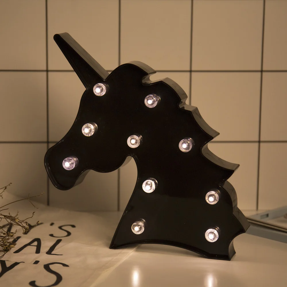 Luzes da Noite delicore preto unicórnio cabeça lâmpadas Potência : 0-5 w