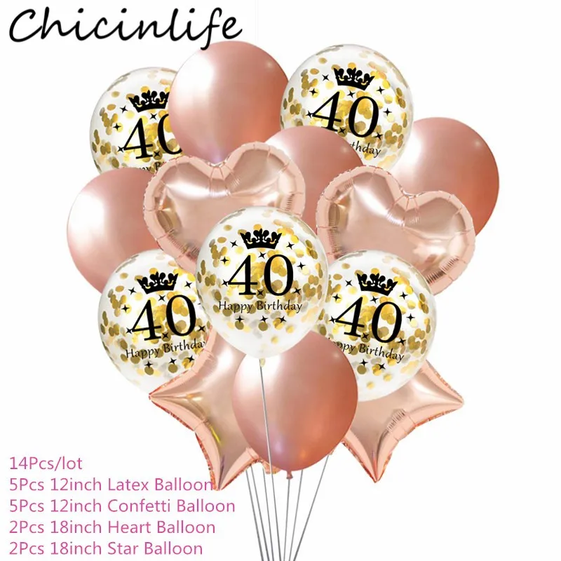 Chicinlife 12 дюймов Rosegold 30 40 50 лет конфетти воздушные шары для взрослых с днем рождения Юбилей шары Декор поставки - Цвет: 40