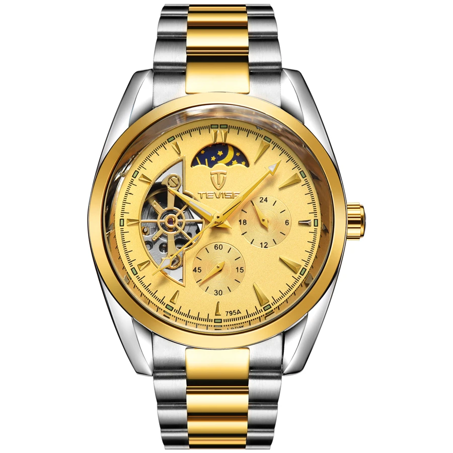 Мужские часы водонепроницаемые автоматические механические часы люксовый бренд TEVISE кожаный ремешок Часы relogio masculino автоматические мужские часы