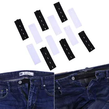 

6Pcs/Set Skirt Trousers Jeans Pants Waist Expander Waistband Extender Button Extender Elastic Rubber Band Belt
