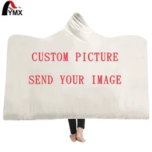FYMX, Прямая поставка, заказное одеяло с капюшоном, 3D принт, плюшевое, для взрослых и детей, теплое, носимое, флисовое, индивидуальное, пледы