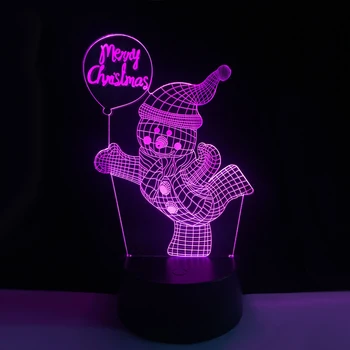 

SHGO HOT-New Christmas Decor Snowman RGB Lamp 3D Visual Led Night Lights Child Kids Gifts