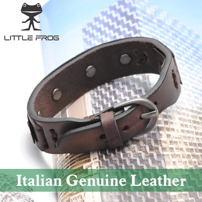 

Little Frog Vintage Bracelet Charm Brown Italian Genuine Leather Bracelets Men Bracelets For Women Best Friends Jewelry PG009