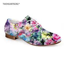 Twoheartsgirl/женские оксфорды в цветочек; мягкие женские туфли из искусственной кожи; удобные женские туфли на плоской подошве; большие размеры 41