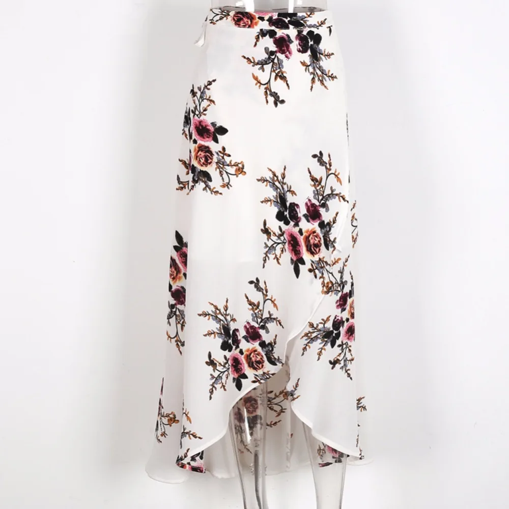 Boho High Waist Long Maxi Asymmetrical Skirt Dress_4