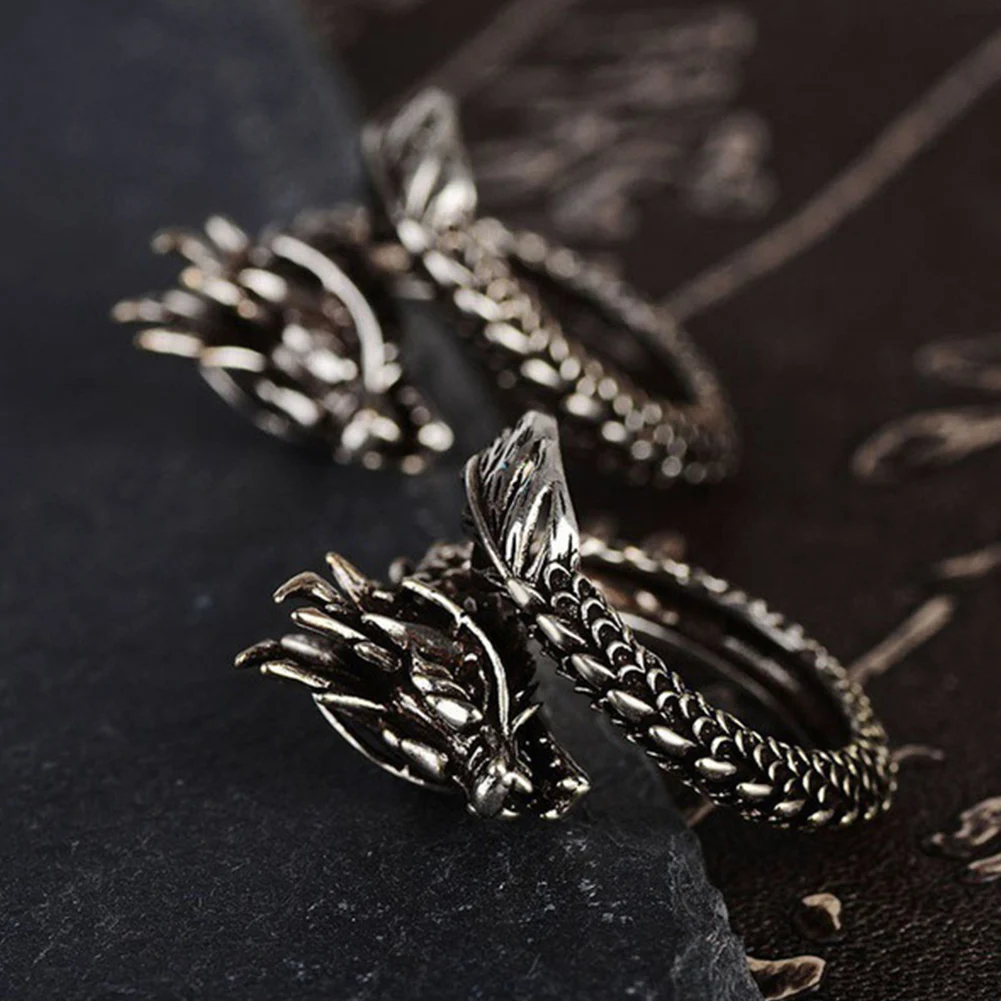 

Unisex Retro Fabala Opened Adjustable Exquisite Copper Vintage Dragon Pattern Jewelry Accessories