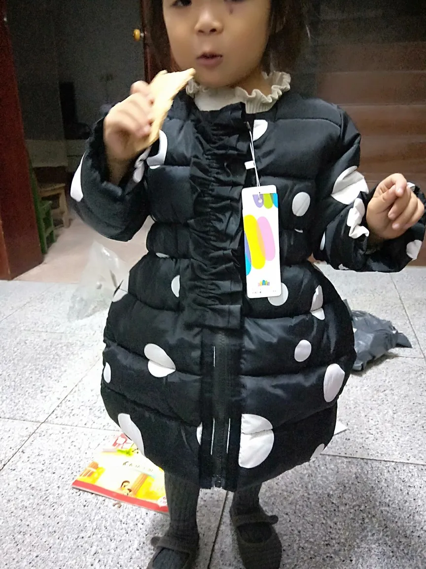 Girls Coat Winter Warm Children'S Clothing Fashion Child Thickening Long Outerwear Kids Baby Girl Polka Dot Wadded Jacket