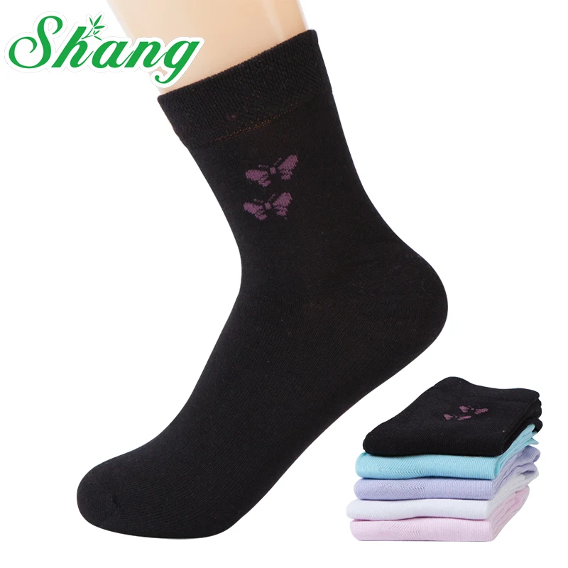 BAMBOO WATER SHANG Dámské bambusové vlákno ponožky dámské roztomilé barvy Candy Krásné motýlky pro volný čas Přírodní antibakteriální LQ-9