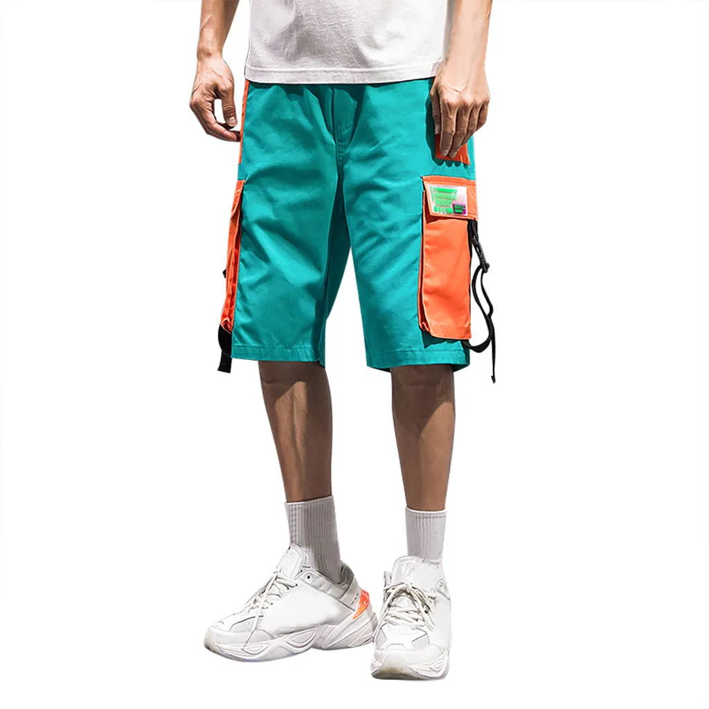 Корейский Для мужчин комбинезоны Шорты Для мужчин спортивные Однотонная одежда кнопка Повседневное свободные впитывает пот и Штаны трусы на верёвочках