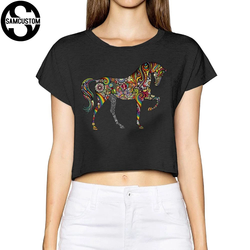 SAMCUSTOM Camisetas настоящая короткая красочная лошадь 3D печать летняя модная уличная