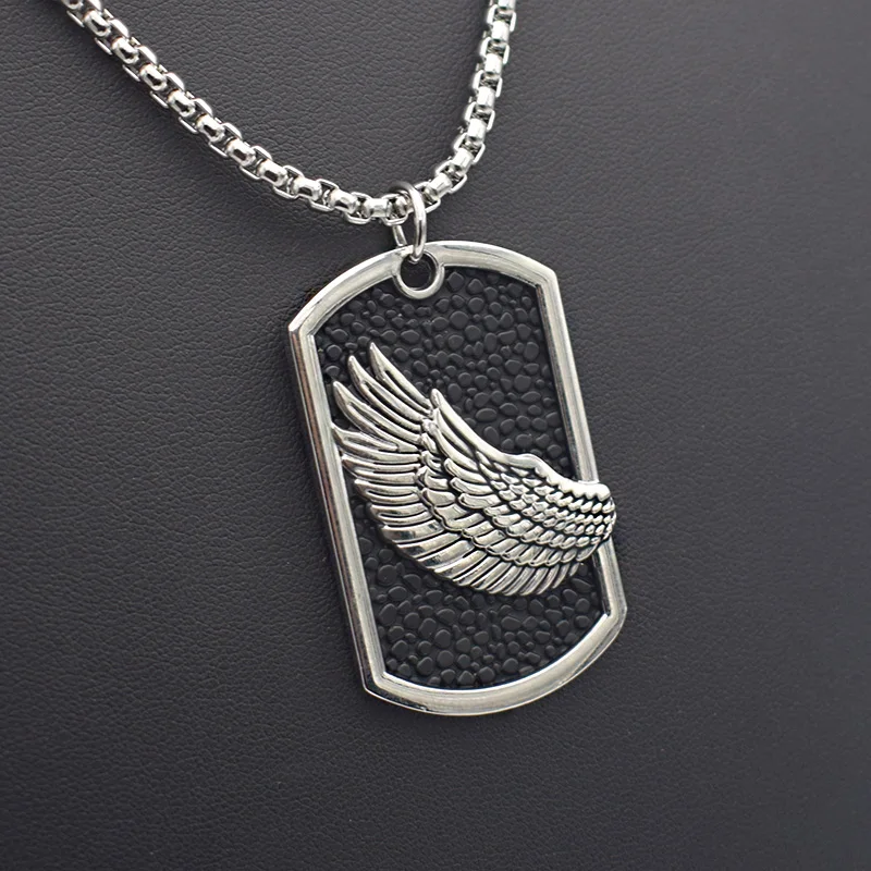 

Bohemian Tag Wing Choker Necklace for Women Metal Long Chain ROUTE 66 Necklace Jewelry
