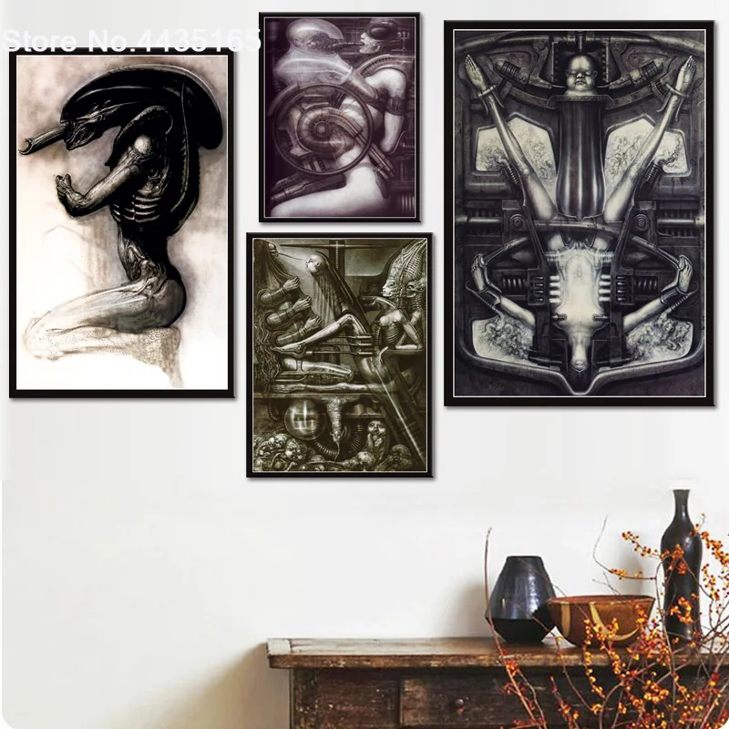 

Posters and Prints Hr Giger Li II Dark Evil Abstract Alien Poster Wall Art Picture Canvas Painting for Living Room Home Decor