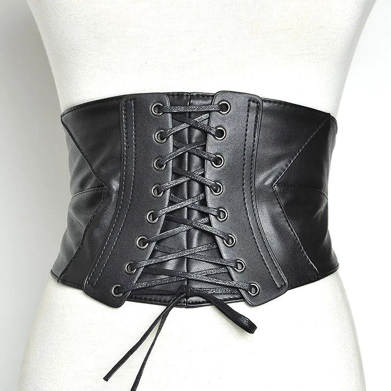 

2019 Vintage Leather Fabric Canvas Extra Wide Corset Belts for Women Black Blue Checkerboard High Waist Cummerbunds Waistband