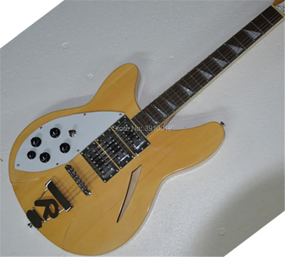 

Wholesale and Retail left hand Semi Hollow body 12 Strings Natural Wood Color Electric Guitar with 3 Pickups,Chrome Hardware,Whi