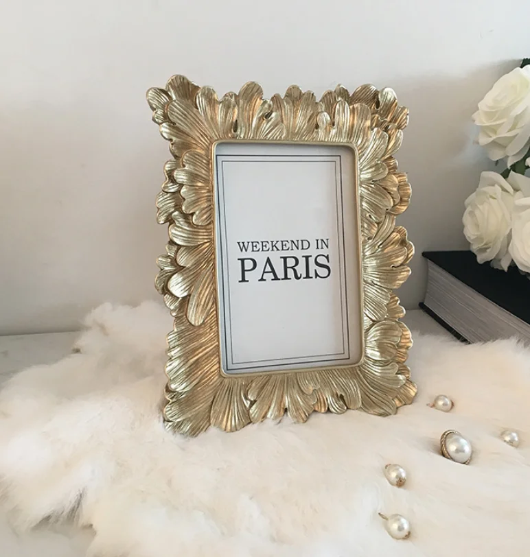 Retro 6 Inch Resin Photo Frame Picture Frames Gold Wall Frame Creative Home Decoration For Desktop Supplies