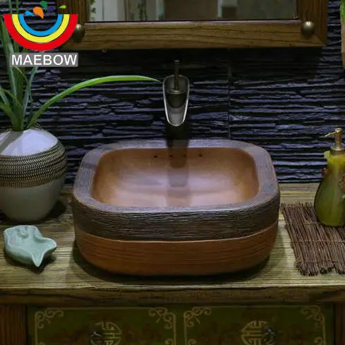 

Handmade Primitive Style Stone Like Porcelain Countertop Lavabo Bathroom Sink