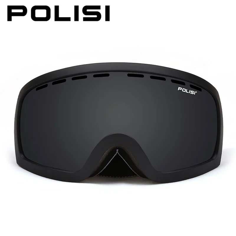 POLISI мужские женские лыжные очки поляризационные двухслойные линзы сноуборд лыжные очки на открытом воздухе зимние лыжи скейтборд очки - Цвет: Gray Lens 01