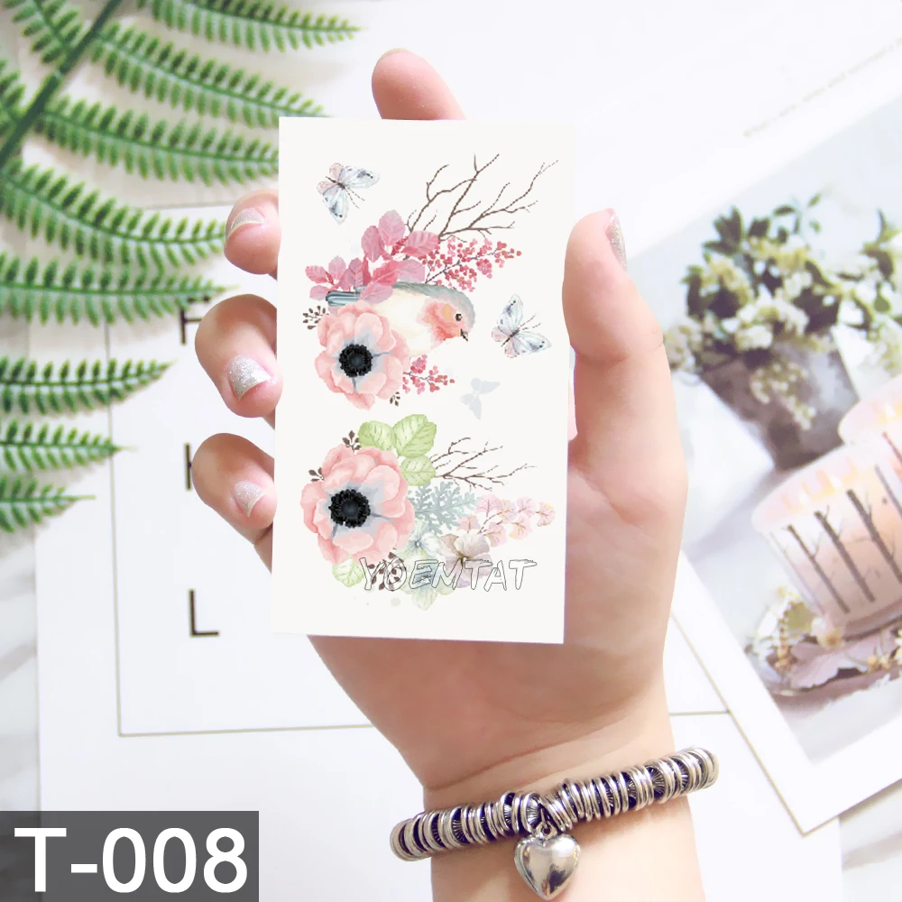 10.5x6 سنتيمتر أزهار الروز لوتس تصميم الأزياء مؤقت لصاقات وشم مؤقت الفن الجسم للماء الوشم نمط بالجملة