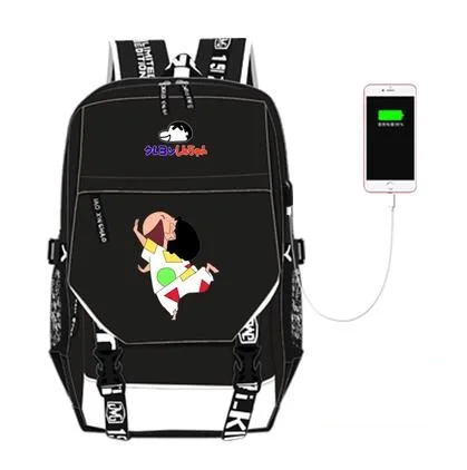 

New Hot Sale High Q Anime Crayon Shin-chan Backpack UNISEX Student School Bag Preppy Style Usb Charge Backpacks