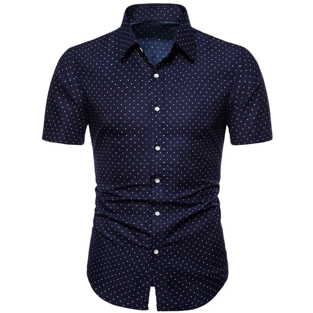 Мужская рубашка, летняя рубашка с коротким рукавом, повседневная, тонкая, свободная, гавайская, с принтом, с отложным воротником, Мужская блузка, топы, Camisa masculina