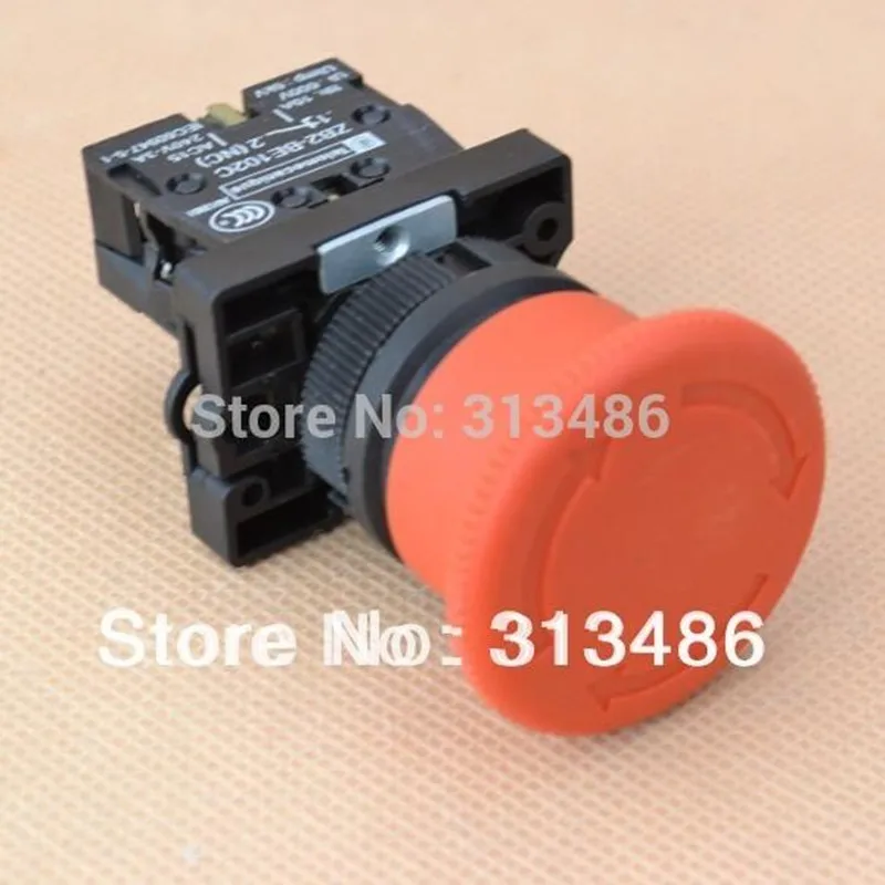 

22mm emergency stop switch mushroom e-stop push button switch with NC contact