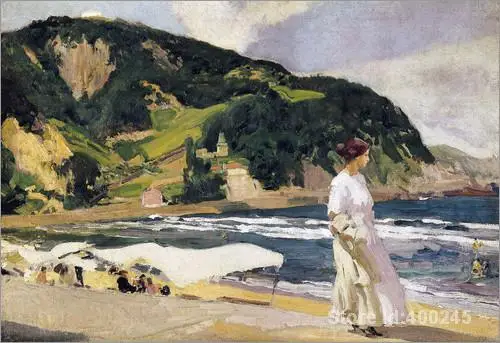 

Landscape beach Zarautz beach Joaquin Sorolla y Bastida oil painting on canvas Handmade High quality