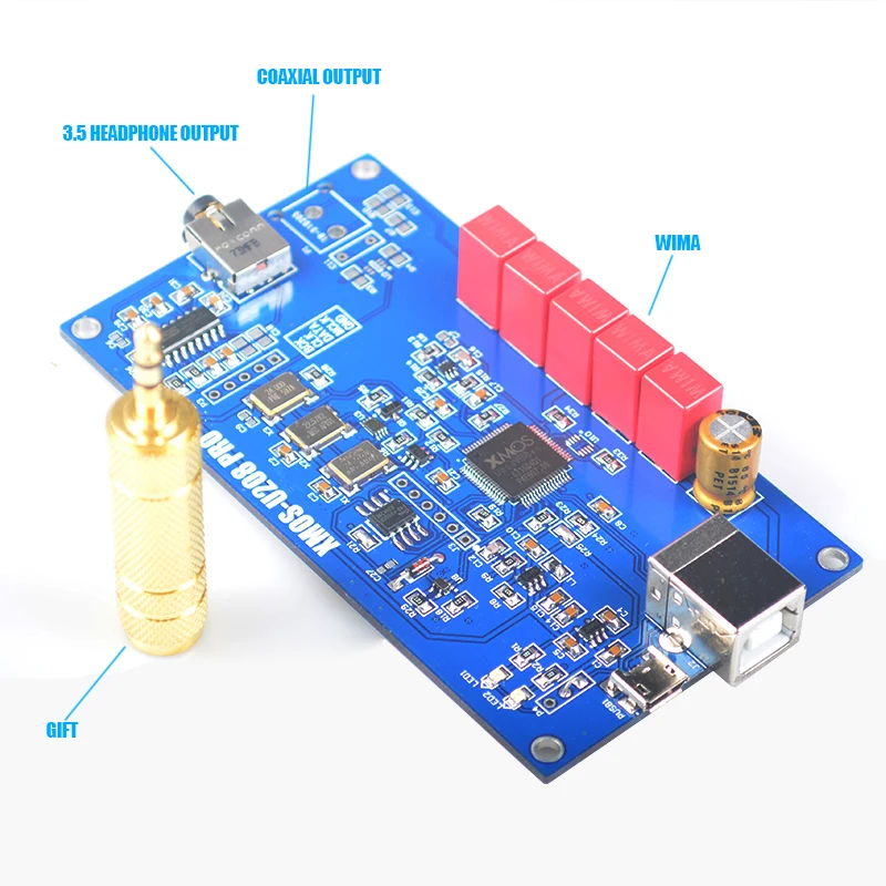 

K.GUSS K-U8 CSS ES9023 USB DSD XMOS XU208 U8 Digital sound card 3.5 amplifier board I2S out 24Bit 192KHz Asynchronous