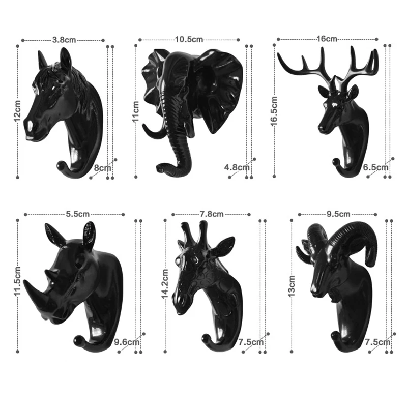 Resin Deer Head Animal Wall Hooks Decorative Clothes Display Rack Hook Coat Cap Rack Interior Showcase Wall Bag Key Organizer