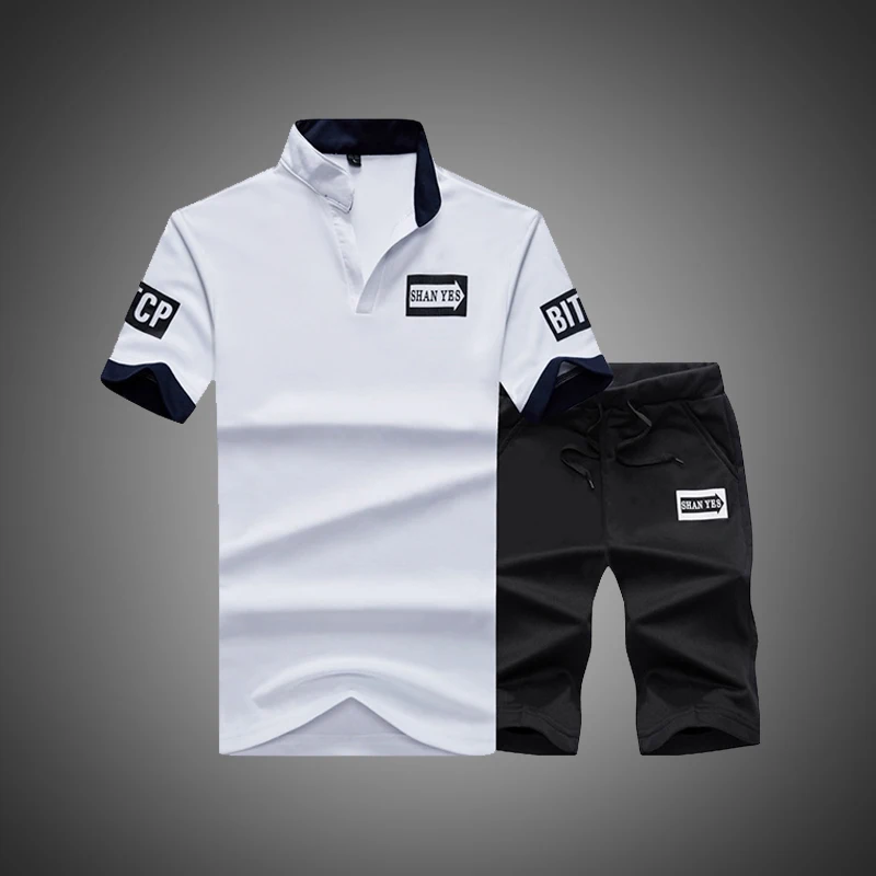 Sportsuits Set Men 2018 Brand Polo Suits Summer 2PC Top Short Set Men's Stand Collar Fashion 2 Pieces T-shirt Shorts Tracksuit Sportsuits Set Men 2018 Brand Polo Suits Summer 2PC Top Short Set Men's Stand Collar Fashion 2 Pieces T-shirt Shorts Tracksuit