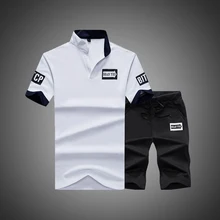 Sportsuits Set Men 2018 Brand Polo Suits Summer 2PC Top Short Set Men's Stand Collar Fashion 2 Pieces T-shirt Shorts Tracksuit
