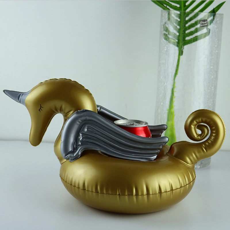 

Mini Cute Funny Swimming Pool Floating Inflatable Pink Flamingo Holder Gold Unicorn Drinks Cup Color Parrot Swim Air Mattress