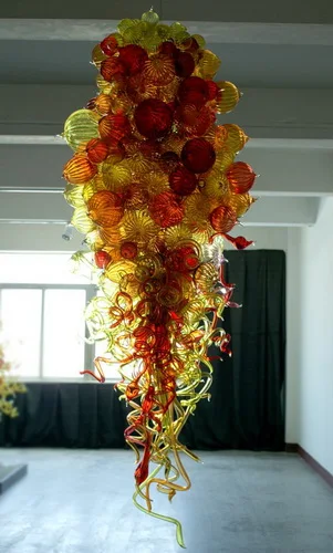 

LED Light Fixtures Home Decorations Living Room Luxury Hand Blown Colored Glass Chandeliers Large