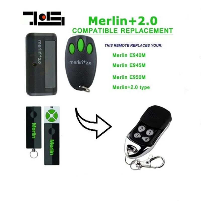 Для Merlin E940M E945M E950M Merlin+ 2,0 пульт дистанционного управления для гаражных дверей Дубликатор 433,92 МГц код прокатки