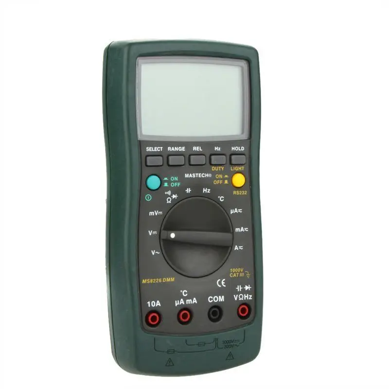 

Mastech MS8226 DMM 3 3/4 Digital Multimeter Auto Range Capacitance Resistance Temperature Backlight & PC interface