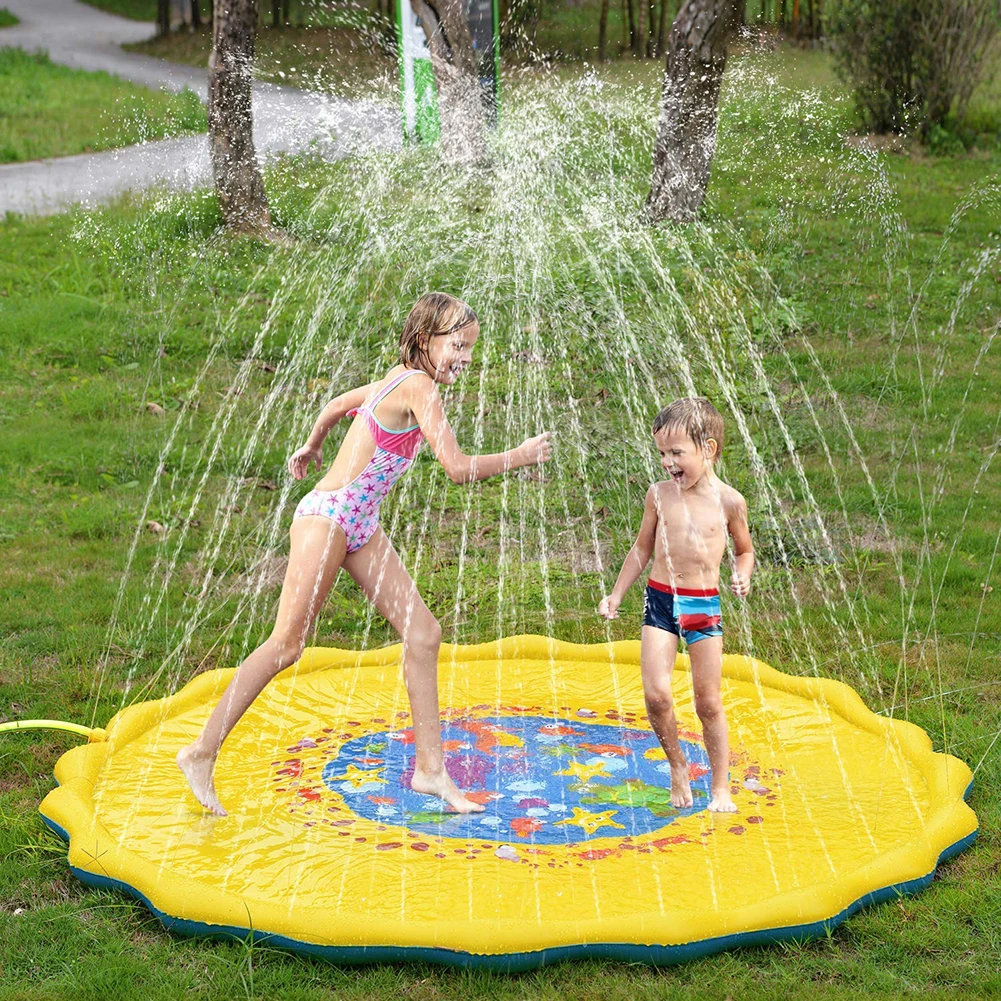 price cut 170cm Summer Outdoor Inflatable Kids Water Splash Play Mat Summer Garden Gaming Sprinklers Cushion