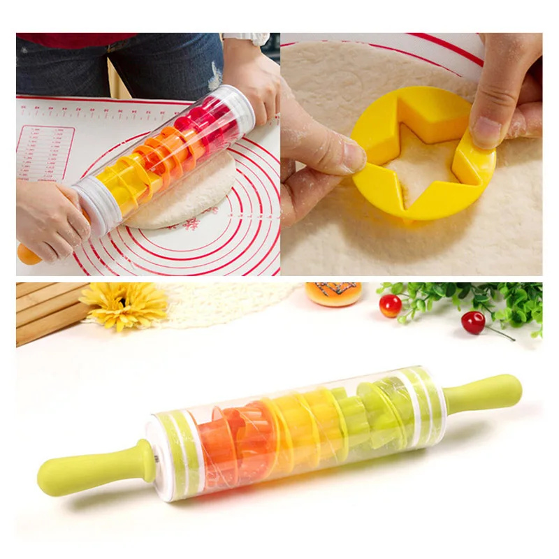 Multifunctional Removable Embossed Printing Plastic Rolling Pins Baking