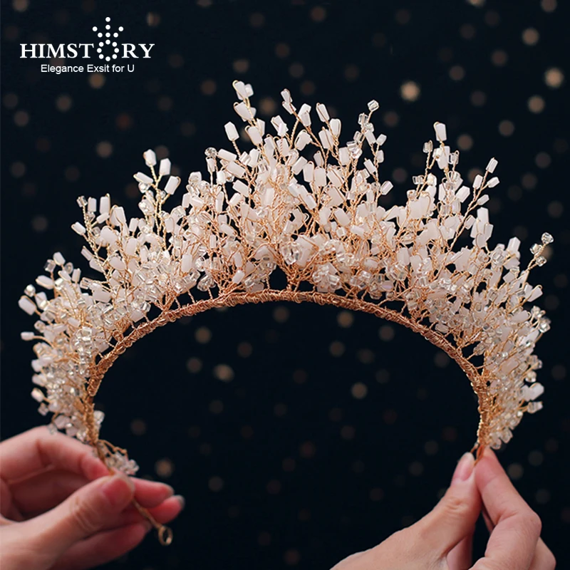 

Himstory News Rhinestone Crystal Tiara Headband Fashion Headpieces Royal Bridal Wedding Dressing Crown Accessory Women