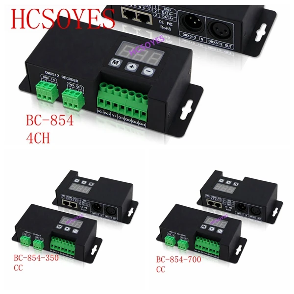 

BC-854-350/BC-854-700/BC-854 CC/CV 4CH DMX512 Decoder 3-digital-display DMX DMX512 controller signal drive Constant voltage