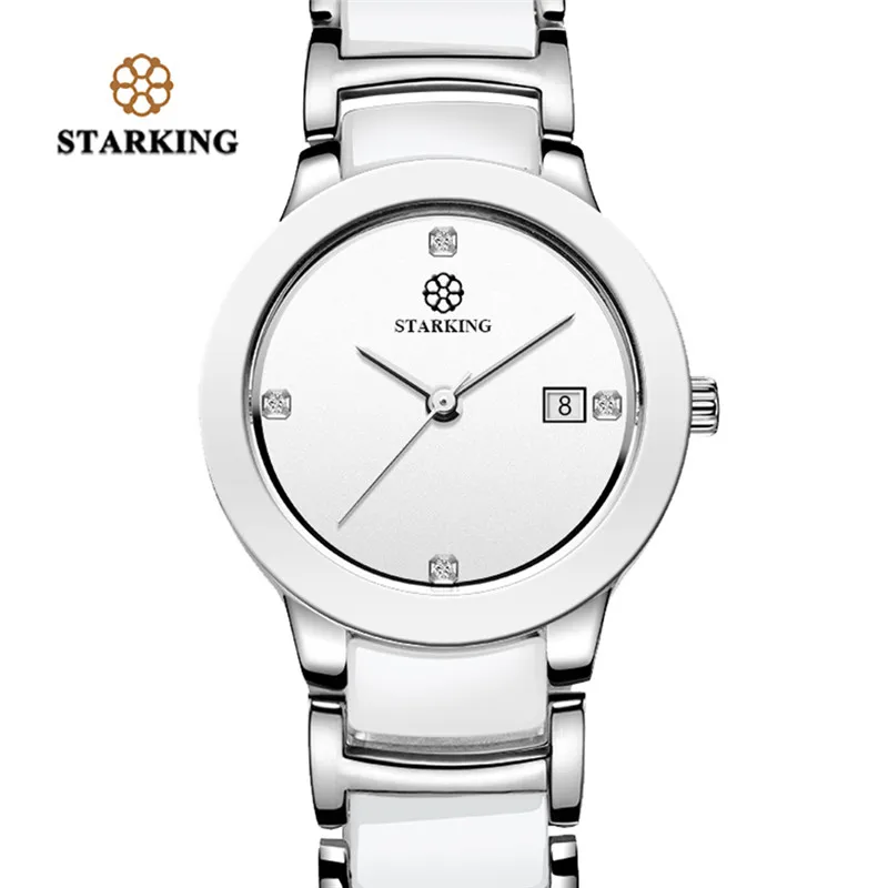 

Elegant Women Crystal Quartz Watches Ceramic Watchband Simple Analog Date Display Minimalist Lady Wrist Bangle Clock